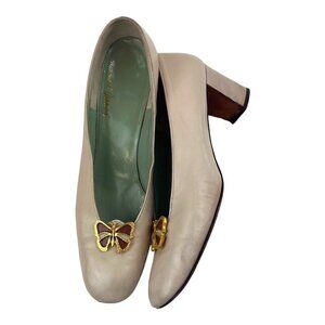 Lord & Taylor Vintage Leather Pumps with Butterfly Accent Ladies Size7.5 AAA